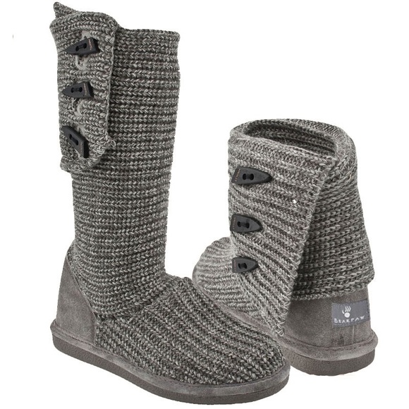Bearpaw NWB! Knit Tall Gray 658W-055 Women's Boots Size 11